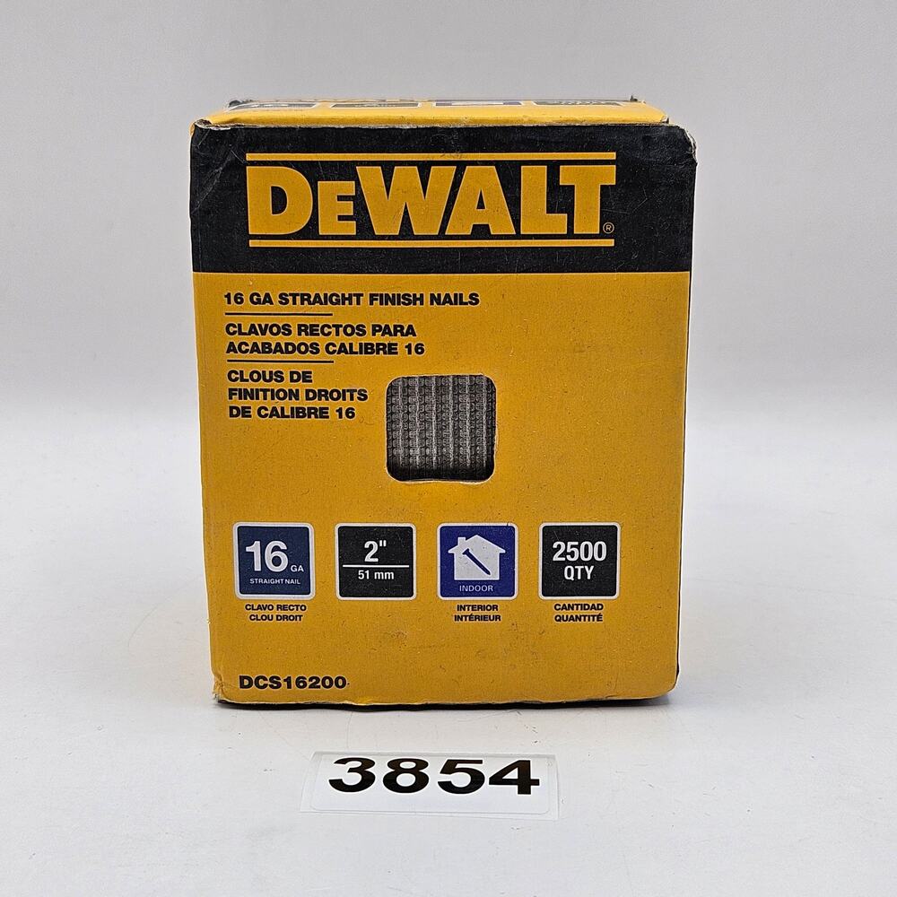 DEWALT DCS16200 16 GAUGE STRAIGHT FINISH NAILS 2" 2500 COUNT INDOOR NEW